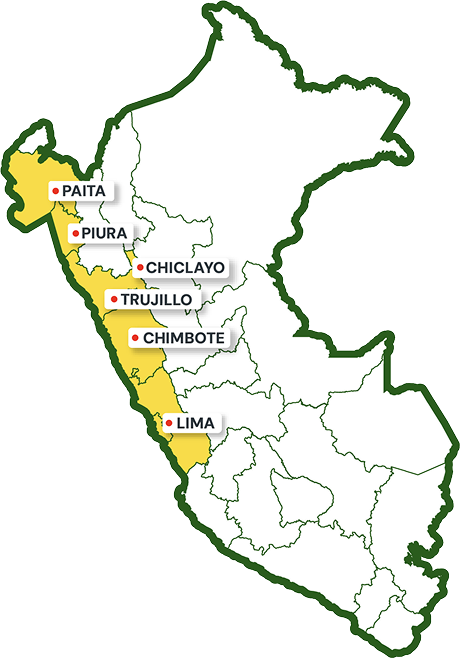 Mapa de las agencias del norte del Perú